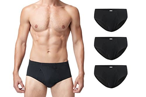 Image of VANEVER Mens Slip Briefs, Cotton Mens Underwear Briefs with Keyhole, Mens Briefs W Curved Pouch, Breathable Underwear for Men Pack, Soft Underwear, 3PK, Black Pack, 3XL