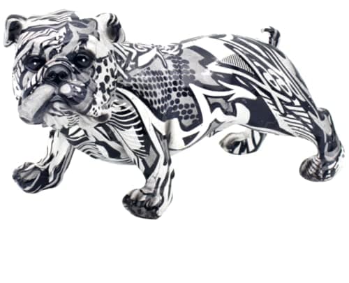 Image of Lesser & Pavey Monochrome graffiti art design standing English Bulldog ornament figurine