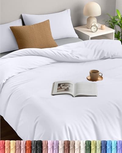 Image of Utopia King Size Duvet Cover with Pillow cases - Soft Microfibre Polyester - Bedding Quilt Set (White)