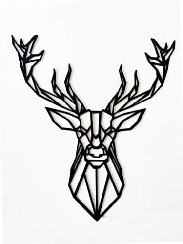 Image of Pet-Jos Minimalist Black Wooden Deer Wall Art Hanging Decoration Animals for Living Room, Bedroom, Kitchen