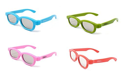 Image of 4 Mixed 1 Red 1 Pink 1 Blue 1 Green Childrens Passive 3D Glasses Kids for Use with all Passive TVs Cinema Projectors and RealD Films Movies Circular Polarised 3D Glasses Passive Kids Movies Cinema