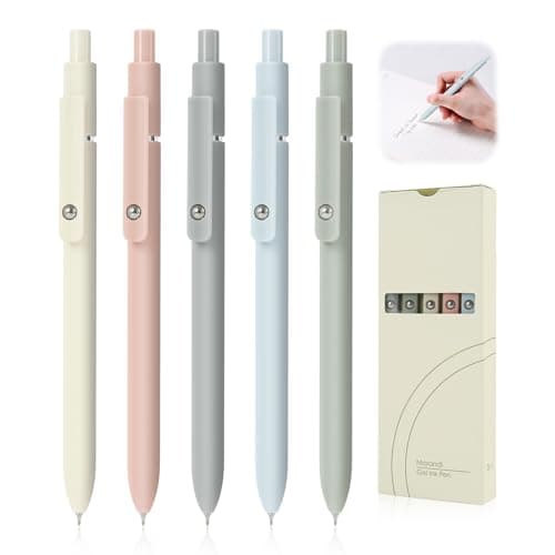 Image of Mewneap Gel Pens, 5pcs 0.5mm Quick Dry Black Ink Fine Point Smooth Writing Pens High-End Series Retractable Pens for Journaling Note Taking Office School Supplies Gifts Women（ Morandi）