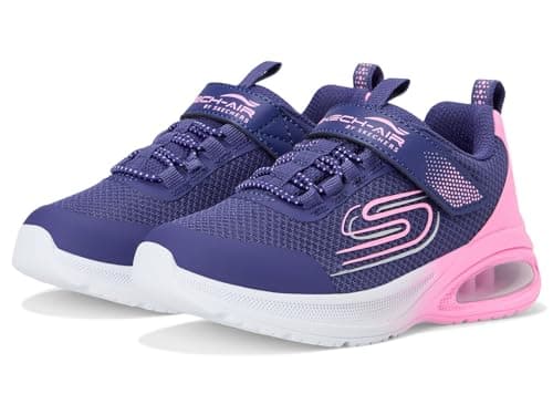 Image of Skechers Girl's Microspec Max Advance Fly 3.0 Sneakers, Navy Mesh/Pink Trim, 2 UK Child