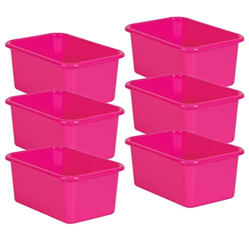 Image of Pink Small Plastic Storage Bin, Pack of 6