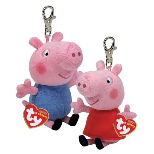 Image of TY Peppa Pig & George Pig Peppa Pig Clips Multipack - Squishy Beanie Baby Soft Plush Toys - Collectible Cuddly Stuffed Teddy Bears