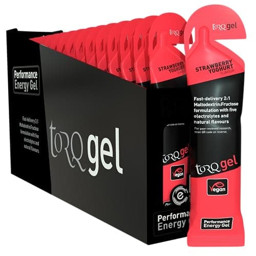 Image of Torq Energy Gels - Strawberry Yoghurt Pack of 15 - Ultimate On The Go Quick Release Energy - 30g of Carbohydrates - Running/Cycling/Sports Gels - 5 Key Electrolytes - Natural & Vegan