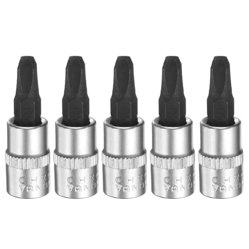 Image of sourcing map 5pcs PH3 Phillips Bit Socket 1/4" Square Drive Cross Head Extension Impact Bit Power Nut Driver Set S2 & CR-V Steel Socket Ratchet Wrench Bits, Silver Black