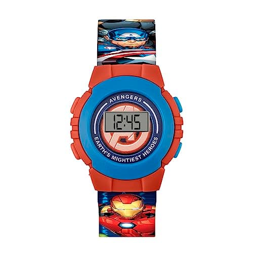 Image of Disney Marvel Avengers Red & Blue Character Print Digital Watch AVG4818