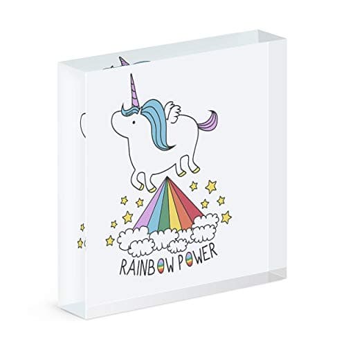 Image of Unicorn Rainbow Power Acrylic Block Photo Frame