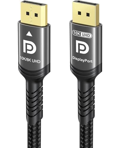 Image of Ubluker 10K 8K DisplayPort 2.1 Cable 54Gbps 2M, Certified DP to DP Cord 4K 240Hz 165Hz 144Hz 120Hz 10K 8K 120Hz Nylon Braided UHBR HDCP2.3 FreeSync G-Sync RTX5090 Gaming Monitor PC Projector