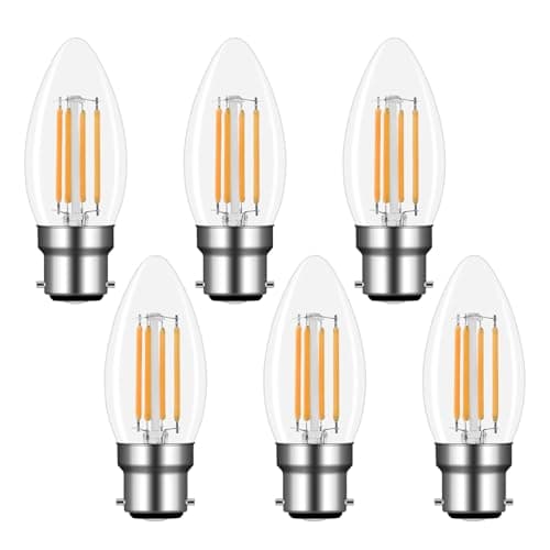 Image of Akynite Bayonet LED Candle Bulbs 4W Warm White 2700K, 400LM, Equivalent 40W Halogen, AC 220V, C35 Bayonet Cap Candle Light Bulb for Chandelier, not dimmable, 6pcs