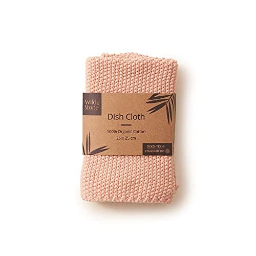 Image of Wild & Stone | Organic Cotton Dish Cloth | Eco-Friendly Kitchen Cloth | Biodegradable & Compostable Cleaning Cloth (Rose)