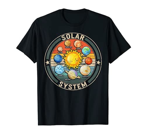 Image of Solar Planets System Outer Space Dwarf Planets Astronaut T-Shirt