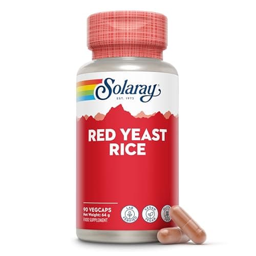 Image of Solaray Red Yeast Rice 600mg - 90 Vegan Capsules - High Strength Herbal Supplement from Monascus Purpureus with Monacolin K - Lab Verified, GMO & Gluten Free