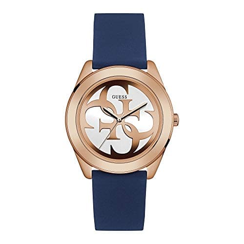 Image of Guess Womens Analogue Watch G-Twist with Silicone Strap,Blue/Rose Gold