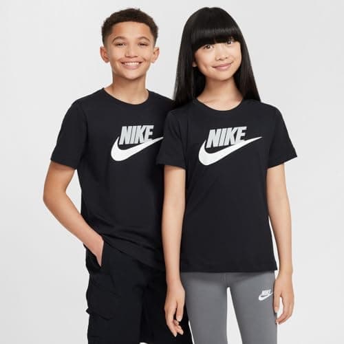Image of NIKE Boys K NSW Tee Futura Hbr T-Shirt, Black, M UK