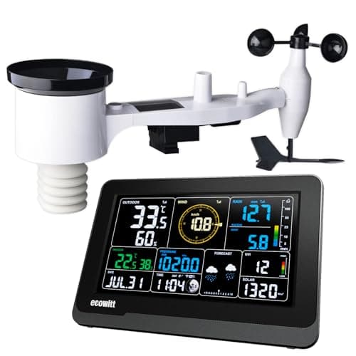 Image of ECOWITT Weather Stations UK WS3900, 7 in 1 Weather Station Outdoor Sensor Units WS69, 7.5 inch Home Wifi Indoor LCD Colour Console with 3 in 1 Sensors, Ecosystem IOT Intelligent Linkage Control 868
