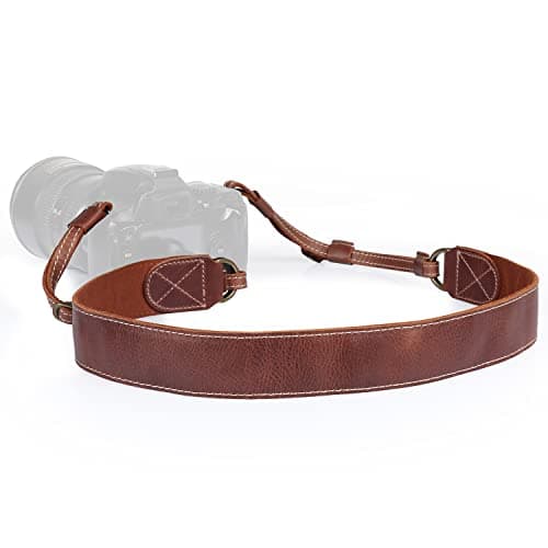 Image of MegaGear MG1515 Sierra Series Genuine Leather Shoulder Neck Strap - Brown