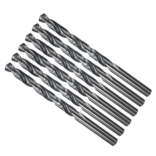 Image of METALLIXITY 6.7mm Drill Bit (17/64") 6Pcs, M2 High-Speed Steel Straight Shank Spiral Flute 135°Point Tip Nitriding Black Finish for Stainless Steel Iron Copper Aluminum Hard Metal