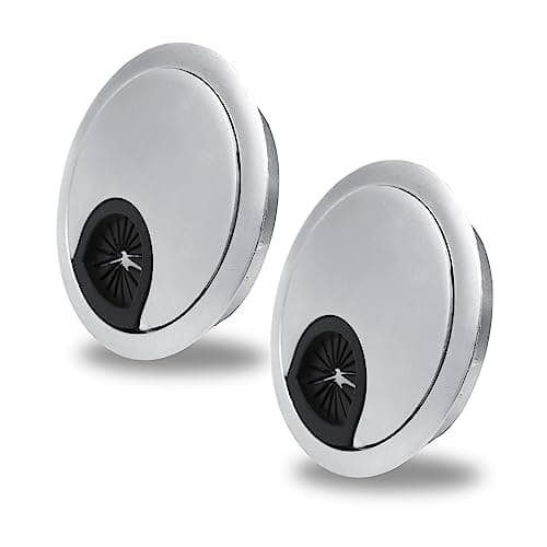 Image of SyiXute 2 Pcs 60 mm Desk Cable Grommets,Zinc Alloy Computer Desktop Grommets,Cable Cord Round Hole Cover for Home and Office Table (Silver)