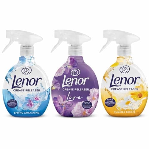 Image of Lenor Crease Releaser Spray 500ml 3 Pack – Fabric Wrinkle Remover & Clothes Freshener, No Iron Spray for Clothes, Spring Awakening, Exotic Bloom & Summer Breeze