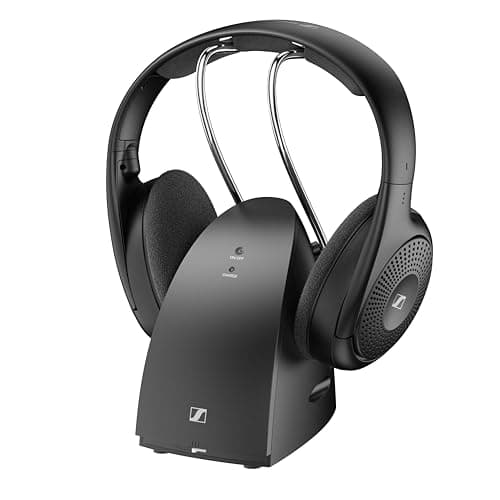 Image of Sennheiser RS 120-W On-Ear Wireless Headphones for Crystal-clear TV Listening with 3 Sound Modes, Lightweight Design, Easy Volume Control, 60 m Range and Convenient Transmitter/Charger Combo - Black