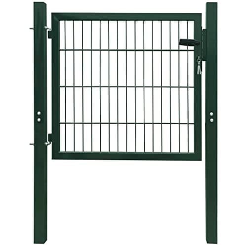 Image of vidaXL 142028 Garden Gate Fence Door Single Gate Yard Door Steel 106 x 150 cm Green