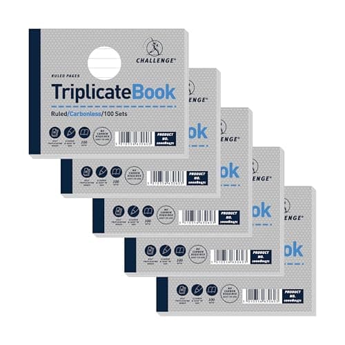 Image of Challenge Triplicate Book, Carbonless, 100 Pages, 5 pack (105 x 130 mm)