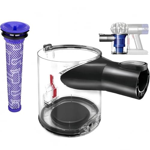 Image of Dust Bin Replacement for Dyson V6 DC58 DC59 DC61 DC62 DC72 DC74 Vacuum Cleaners | V6 Dustbin Spare with Filter | Fits Dyson V6 Animal, Fluffy, Top Dog (Interface A/B, Not C) (965660-01)