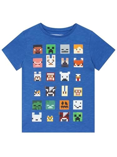Image of Minecraft Sprites Boy's T-Shirt , Royal Blue, 7-8 Years