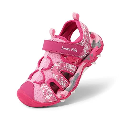 Image of DREAM PAIRS Boys Girls Summer Outdoor Athletic Sport Sandals for Toddler/Little/Big Kid,Size 3 Big Kid,Hot Pink/Pink,SDAS2305K