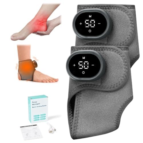Image of Vicloon Foot Massager, 2 PCS Heated Ankle Brace, Foot Massagers for Pain and Circulation, Cordless Ankle Massager with 3 Levels Massage Vibration 5 Heat Settings & LCD Display for Pain Relief