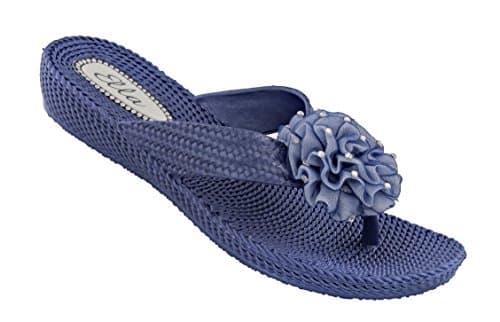 Image of ella Womens Danni Low Wedge Toe Post Flip Flop Sandals in a Choice of Colours (UK 3 / US W5 / EU 36, Navy)