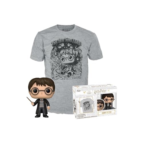 Image of Funko POP! & Tee: Harry Potter - Flocked - Large - (L) - T-Shirt - Clothes With Collectable Vinyl Figure - Gift Idea - Toys and Short Sleeve Top for Adults Unisex Men and Women - Official Merchandise