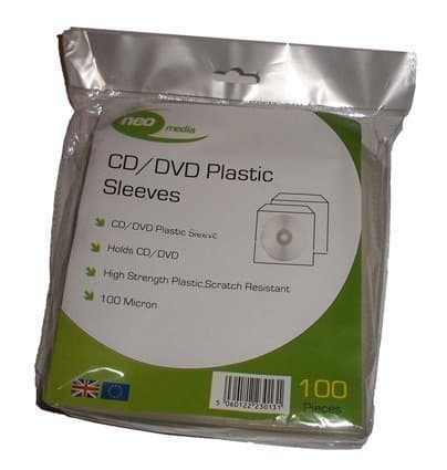 Image of 200 - Neo Media - PVC Poly Protective CD DVD Sleeve Wallets - (100 micron)