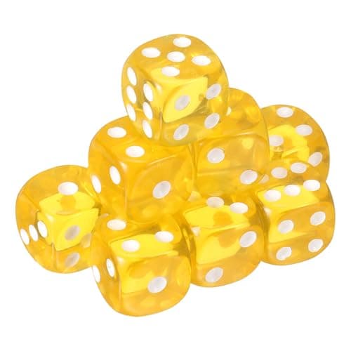 Image of sourcing map 10Pcs 6 Sided Acrylic Dice, 16mm/0.63" Rounded Corner Translucent Colored D6 Game Dice for Theme Party Fun Table Board Games, Yellow