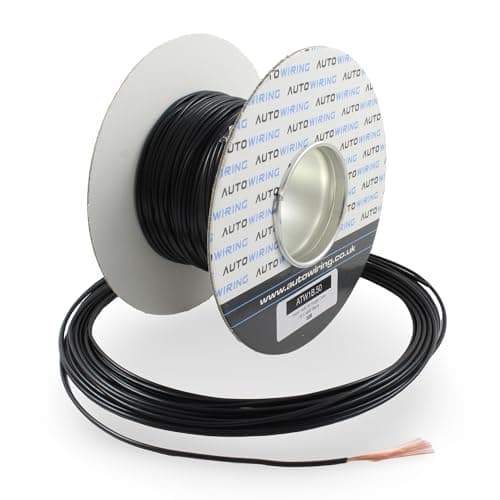 Image of 16.5 AMP Rated 1mm² 17 AWG Single Core Stranded Copper Cable 12v 24v Thin Wall Wire (10M 20M 50M 100M) (Black, 10 Metre Coil)