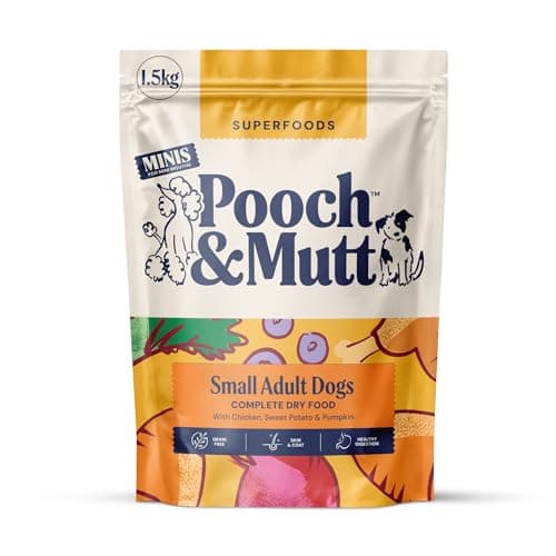 Image of Pooch & Mutt - Adult Minis Superfood Complete Dry Dog Food Grain Free (Small Sized Kibble), for Small Dogs, Chicken, 1.5kg (packaging may vary)