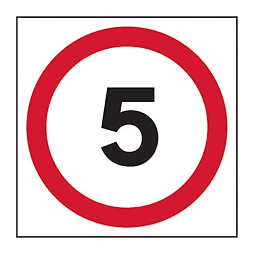 Image of 5mph Speed Limit Road Sign - 400mm x 400mm - 3mm Foamed PVC Board - Weatherproof Traffic Safety Sign for Private Roads & Car Parks