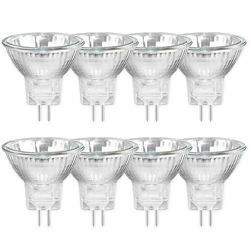 Image of Caldarax 8 Pack MR11 GU4 20W 12V Halogen Reflector Bulb, Warm White 2700K, Dimmable Halogen Spotlight 35mm Diameter, 250LM, GU4 Bi-Pin Base, 30°Beam Angle, 35mm*35mm, for Hallway, Ceiling Spotlight