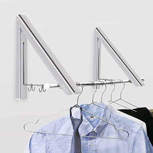 Image of Becko US Folding Wall Mounted Clothes Hanger/Clothes Drying Racks/Clothes Hanging System for Space Saving * 2 Packs