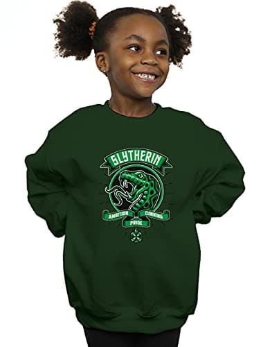 Image of Harry Potter Girls Slytherin Toon Crest Sweatshirt Forest Green 9-11 Years