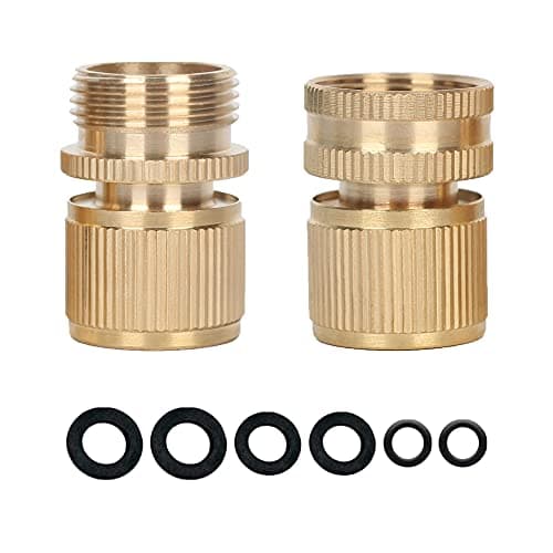 Image of Brass Garden Hose Tap Connector - 3/4" Female & Male Quick Connector for Expanding Hose and Garden Irrigation