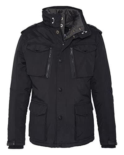 Image of Schott NYC Men's Field Parka Long Sleeve Coat, Black, Small