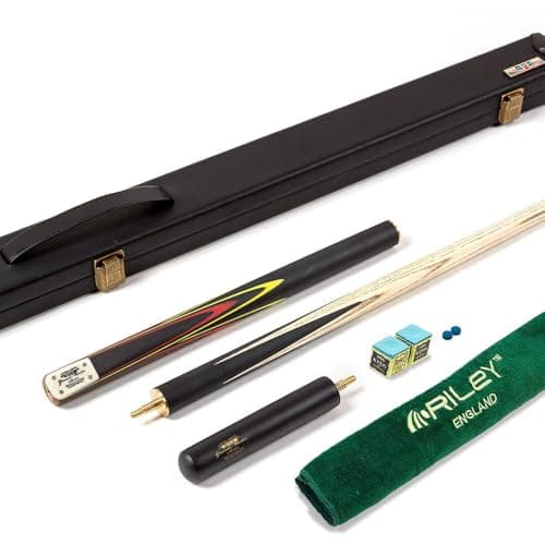 Image of BCE Grandmaster 3/4 Cut Snooker Cue with Extension & Hard Case - 3 Piece - 57" with 9.5mm Tip - Finest North American Ash Shaft - Hand Spliced Sapele Mahogany Butt - GM300 Design