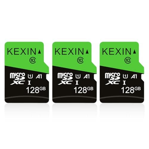 Image of KEXIN 128GB Micro SD Cards + SD Adapter 3 Pack MicroSDHC Memory Card Class 10 UHS-I External Micro SD Card TF Card for Tablet, Smartphone, Drone, Dash Cam, Camera, Monitor (128 GB, Black Green)