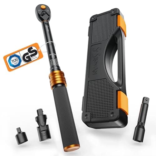 Image of 3/8 Torque Wrench Set, 10-60Nm ±3% Accuracy, Click Torque Wrenches with 3/8 to 1/4 Adapter, Universal Joint, 75mm Extension Bar – for Bike, Motorcycle, Car Maintenance, DIY Repair - GS Certified