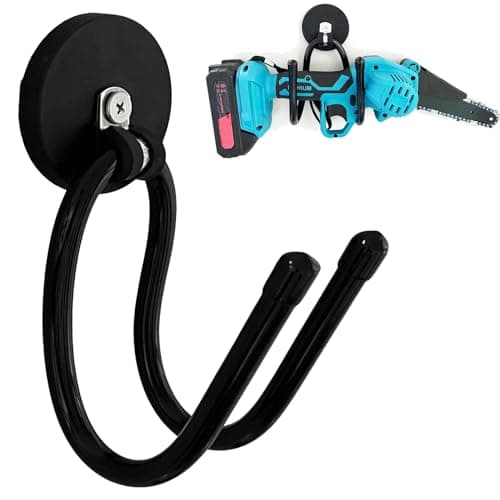 Image of AUXPhome Heavy Duty Garage Storage Magnetic Hooks, Garden Power Tool Holder Organizer Hangers for Chainsaw, Powerful Cruise Garage Workshop Tool Box Magnet Organize Hangers for Tools