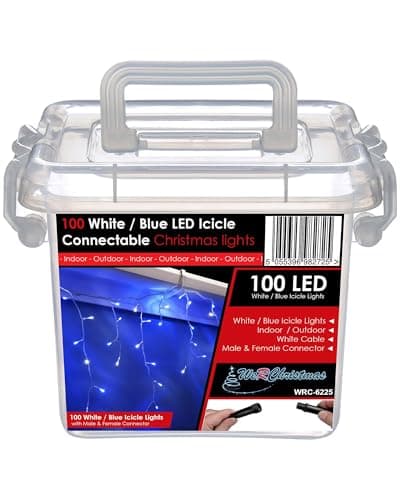 Image of WeRChristmas 100 Connectable Icicle LED String Lights with 2 Pin Male and Female, 2.2 m - Blue/White