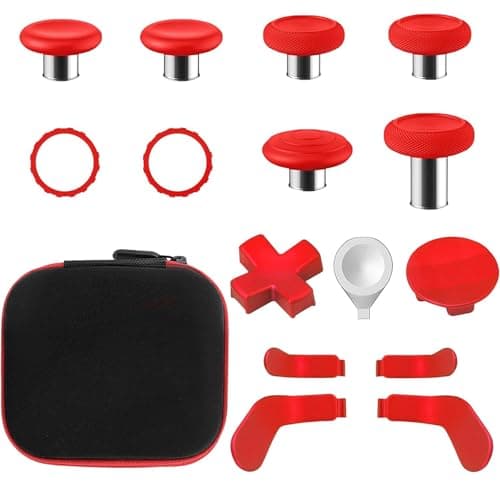 Image of inRobert Replacement Thumbsticks for Xbox One Elite Series 2 Controller, Metal Magnetic joysticks Accessories Kit Compatible for Xbox Elite Wireless Controller Series 2 Core (Red)